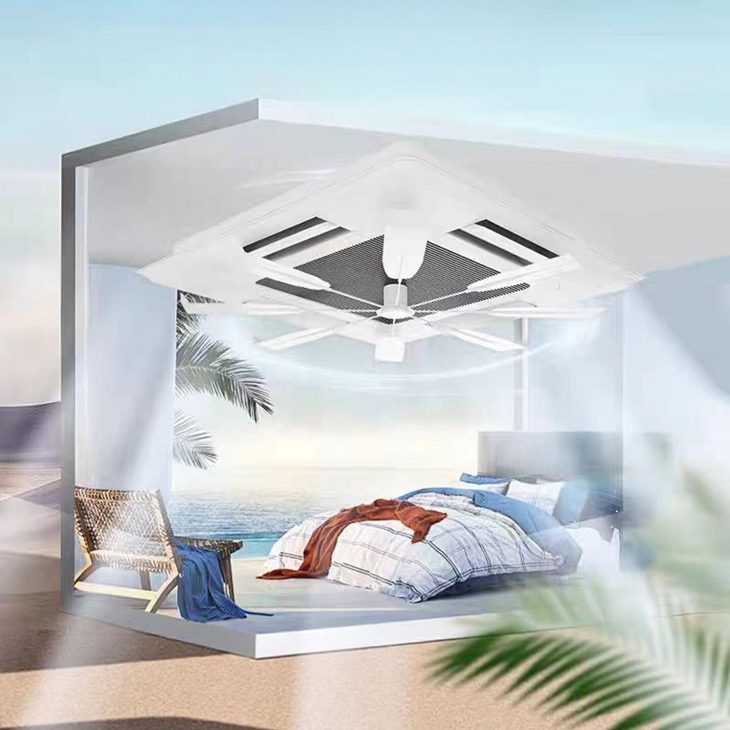 천장에어컨 실링 화이트 커버 천장형 천장 유광 윈드바이저 센터 실링팬 중앙 공용 가이드 - 상품 이미지