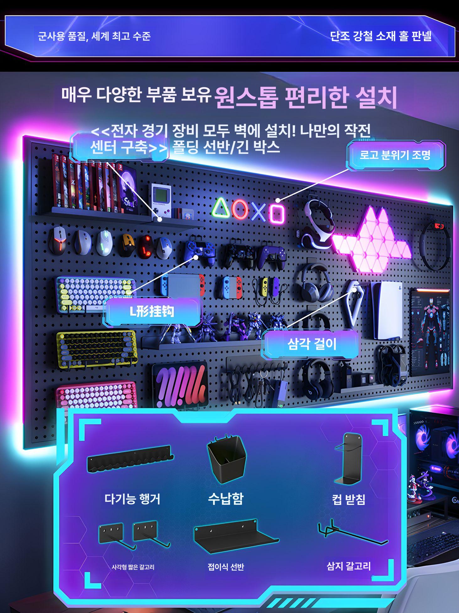 매장용 벽걸이타공판 정리대 페그보드 진열대 걸이대 후크 수납 디스플레이 - 상세 이미지 2