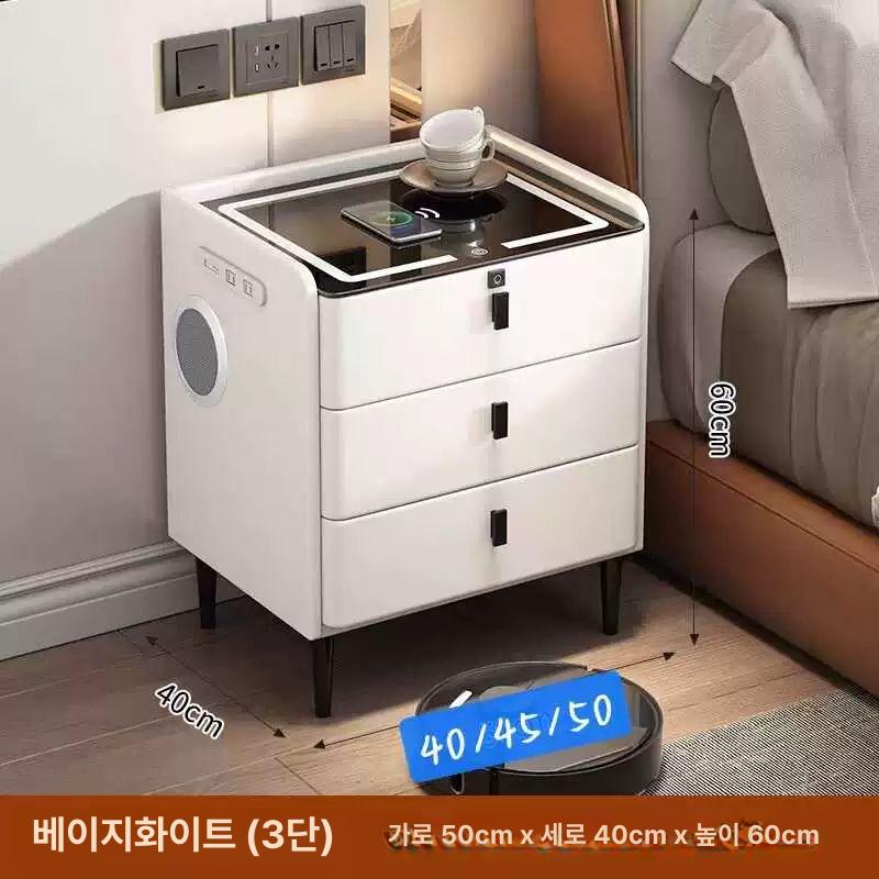 무선충전 협탁 LED 조명 수납장 침실 소형 나이트테이블 멀티수납 현대식 - 상세 이미지 3