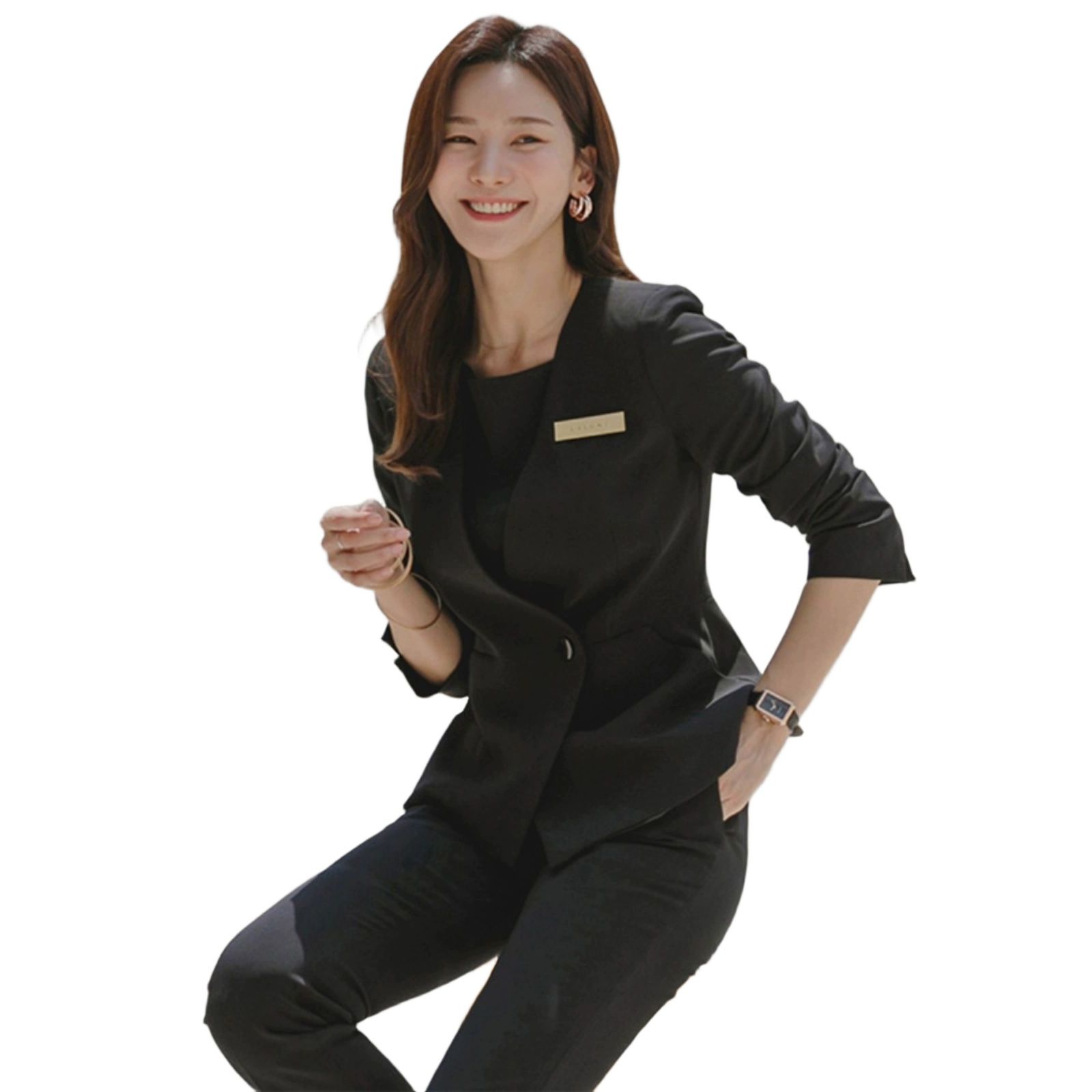 사무직 정장 바지 상의 세트 병원 호텔 프론트 데스크 근무복 실장 코디 직업용 - 상품 이미지