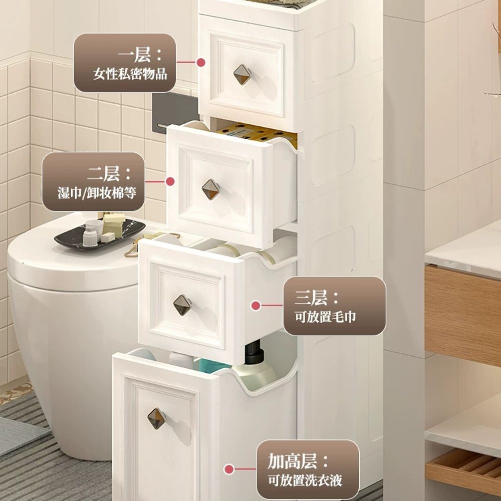 틈새 수납장 주방 14cm 냉장고옆 5단 서랍장 슬림 좁은공간 키친 수납함 - 상세 이미지 4