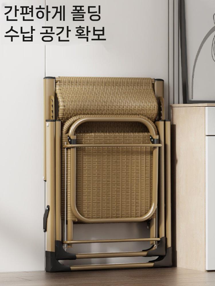 접이식 라탄 의자 원목 등나무 라탄체어 우드 식탁 카페 낮잠 휴대용 등받이 테라스 원형 - 상세 이미지 4
