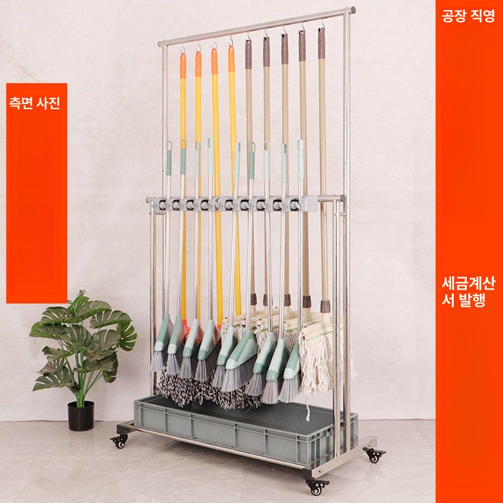 대걸레거치대 강철 바퀴식 벽걸이 청소용품 수납함 업소용 정리 보관함 - 상세 이미지 3