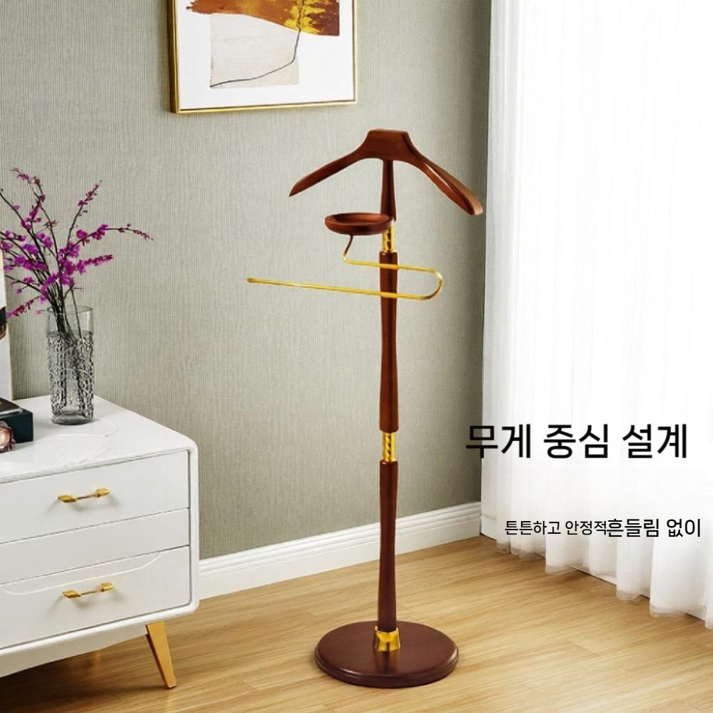 럭셔리 옷걸이 원목 호텔 레스토랑 레스토 나무 대형 양복걸이 우드 하나 가정용 검은색 - 상세 이미지 5