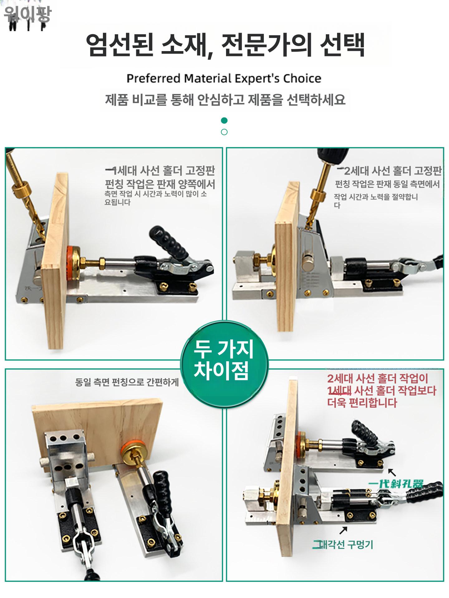 목공 포켓홀지그 드릴가이드 펀처 포지셔너 센터 공구 홀쏘 크레그 도웰 고정 장치 - 상세 이미지 5
