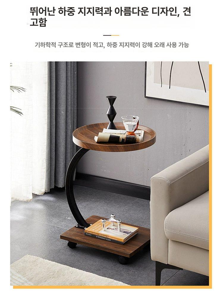 가정용 우드웨건 빈티지 주방 서빙카트 호두색 북유럽 다용도 심플한 이동식카트 바퀴 - 상세 이미지 4