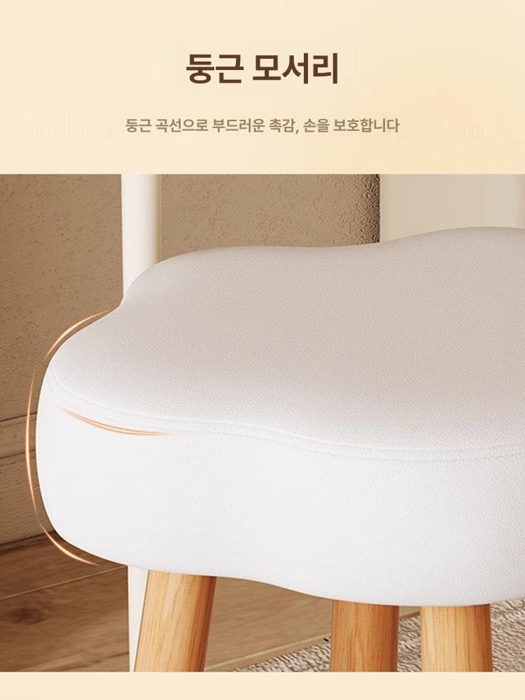 낮은 스툴 구름 원목 거실 보조 등받이 기능성 엔틱 낮은의자 현관 사각 양털 간이 - 상세 이미지 5