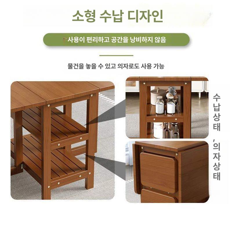 접이식 원목 티테이블 간이 창가테이블 노트북 틈새 협탁 침대책상 좁은 침대용 서브 - 상세 이미지 4