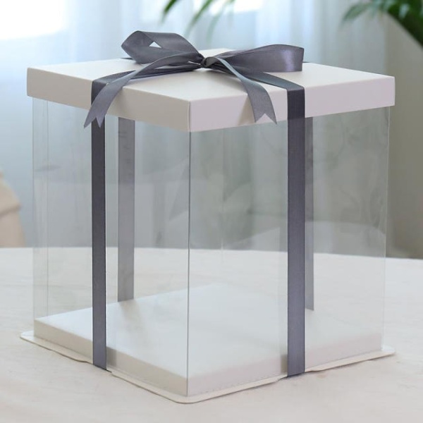 고급 디저트 선물용 답례품 상자 투명 포장 포장상자 케이크 4인치 단일 칸 17 x 17x12 - 상세 이미지 2