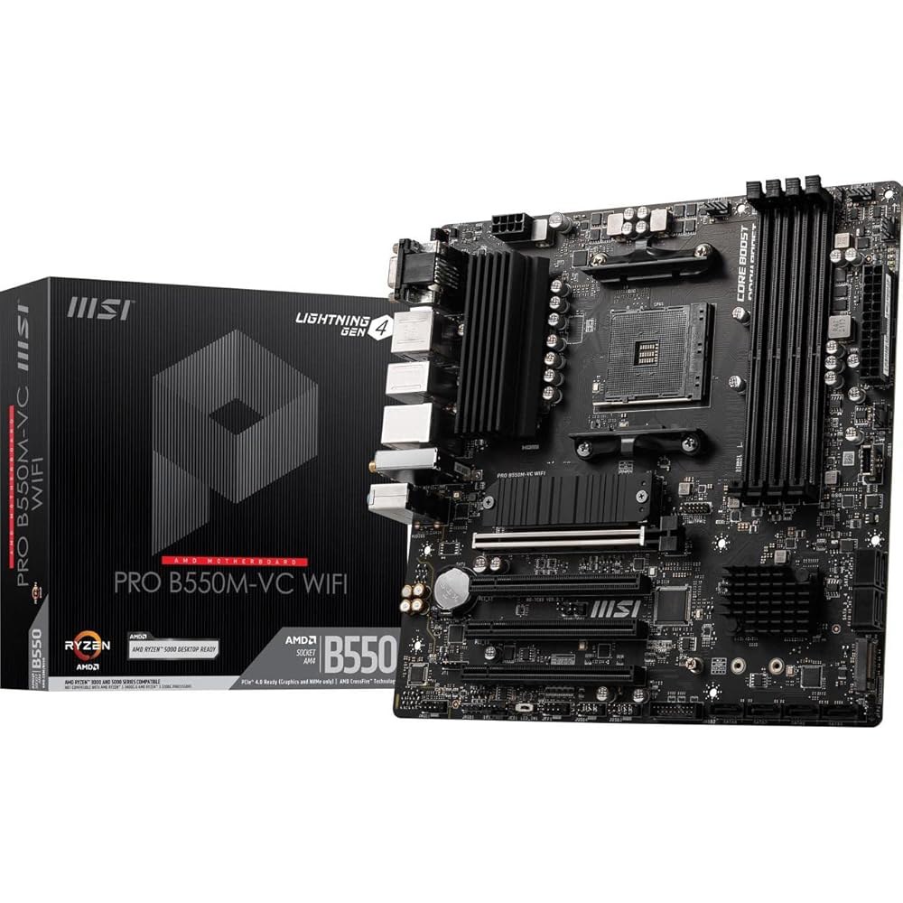 MSI PRO B550M-VC WiFi Pro 시리즈 마더보드(AMD Ryzen 5000 시리즈, AM4, DDR4, PCIe 4.0, SATA 6Gb /s, M.2, USB 3. - 상품 이미지