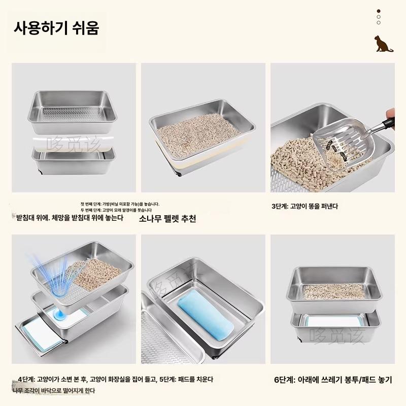 항균 고양이화장실 위생 특대형 밀폐형 모래통 오픈형 배변통 서랍형 반려묘 청소 - 상세 이미지 2