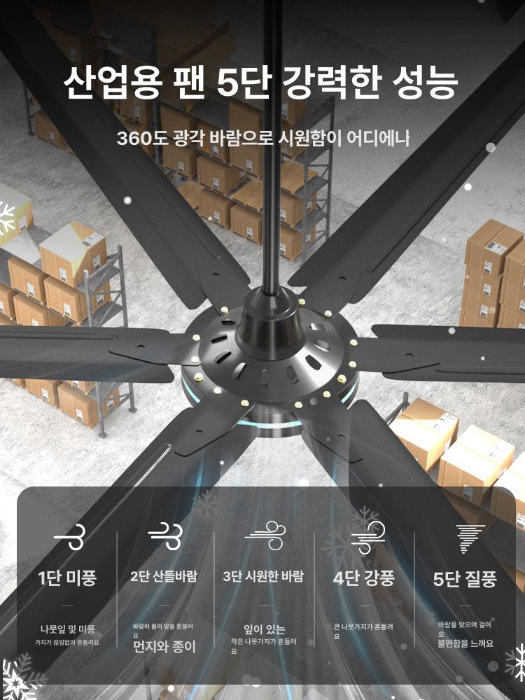 대형 실링팬 산업용 천정형 체육관 공장 작업장 씰링팬 공업용 제어 천장형선풍기 - 상세 이미지 5