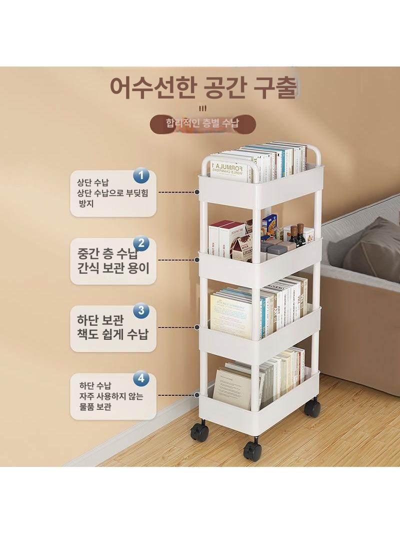 북카트 정리함 이동식 철제 책상밑 웨건 북트레일러 바퀴달린 사무실 책장 트레이 도서관 - 상세 이미지 5