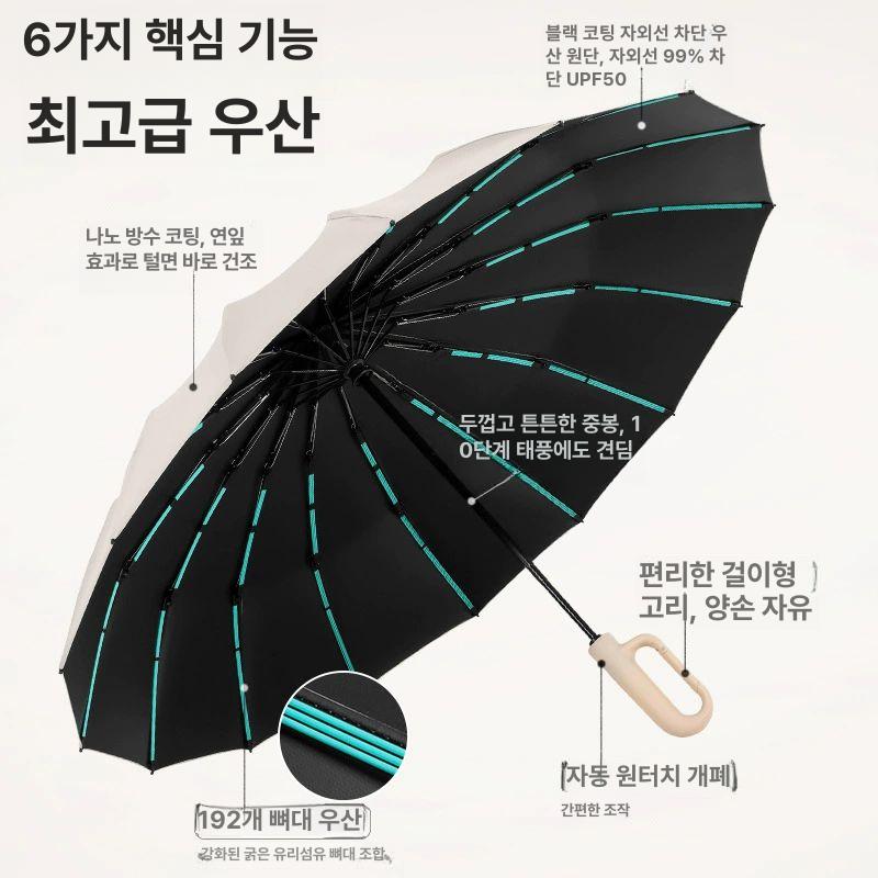 골프 3단 대형 튼튼한 우산 초 자동 고급 양 산 큰 암막 카라비너 특대형 접이식 차량용 우 - 상세 이미지 4
