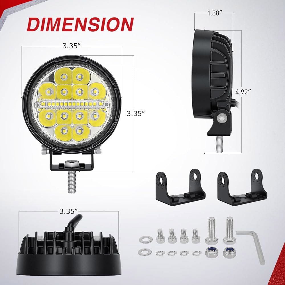 Nilight LED 라이트 포드 2PCS 3인치 36W 원형 업그레이드 스팟 플러드 콤보 빔 드라이빙 포그 워크 백업 범퍼 루프 조명, 오프로드 픽업 트럭 ATV UTV SUV - 상세 이미지 2