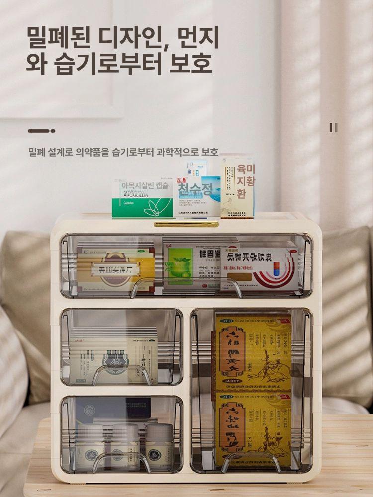 약보관함 약정리수납장 적층 수납함 약서랍장 다용도 약통정리함 클래식형 의약품 - 상세 이미지 5