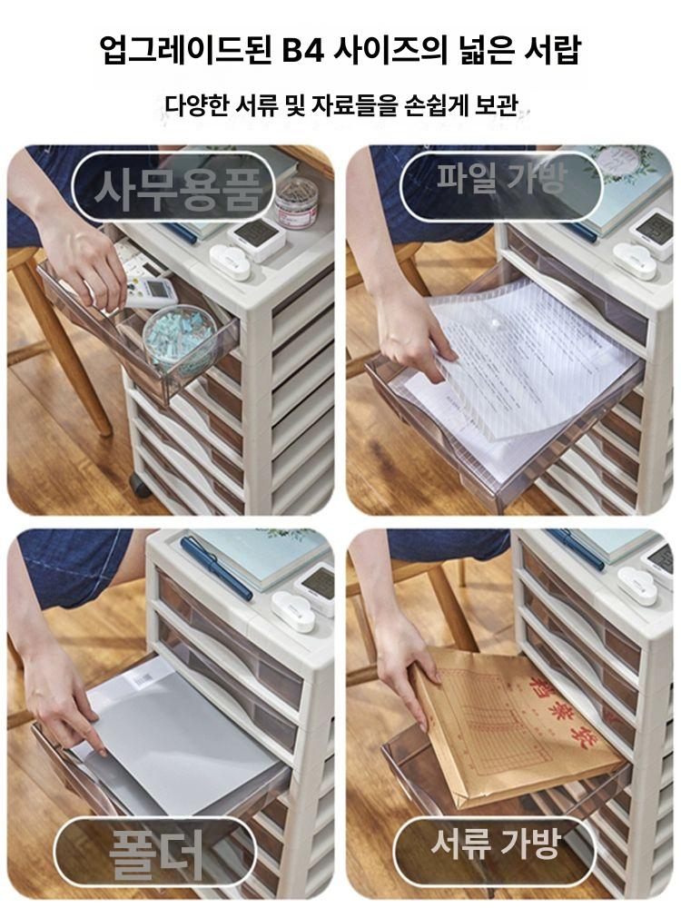 사무실 서류 정리함 트롤리 수납장 문서 보관함 서랍식 파일정리 학원용품 이미지 6