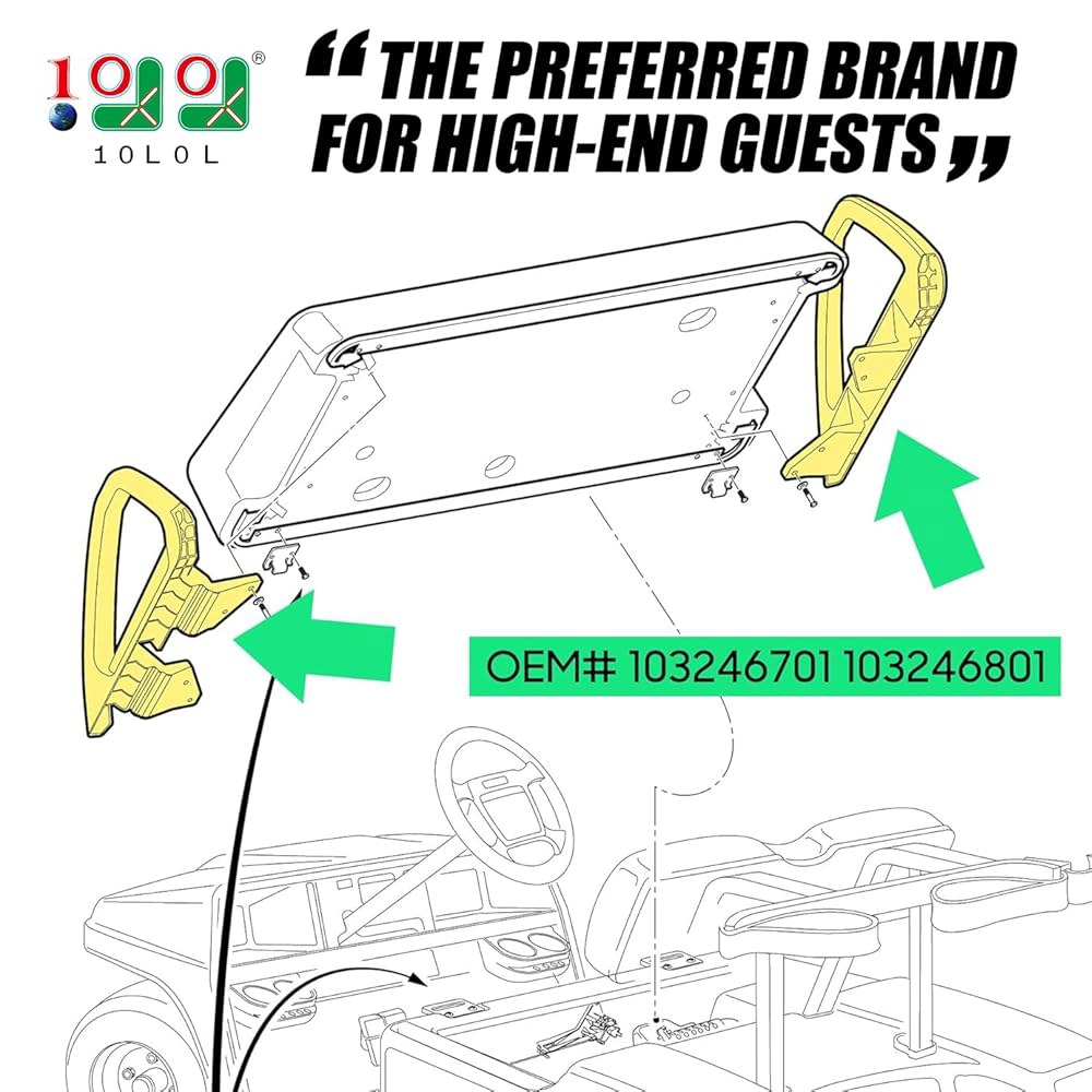 클럽카 DS 2000-업, 운전석 및 조수석용 10L0L 골프 카트 암레스트 고관절 구속, OEM# 103246701, 101987602, 103246801, 101985502, - 상세 이미지 2