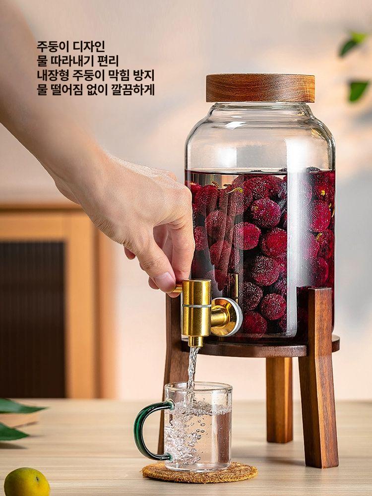 카페물통 음료디스펜서 유리병 워터저그 식당 주스 내열 음료통 생수 유리물병 - 상세 이미지 4