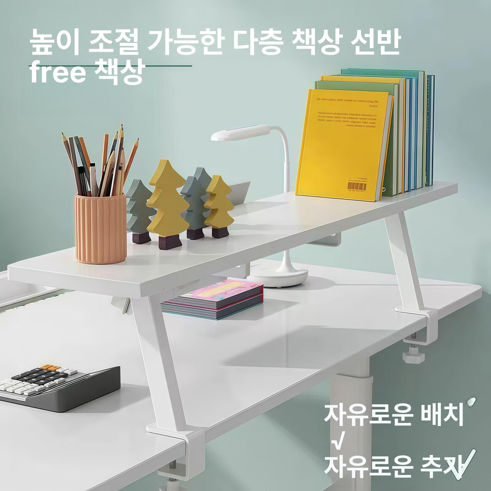 클램프형 선반 흰색 걸이형 모니터거치 받침대 거치대 스탠드 데스크탑 공간활용 - 상세 이미지 2