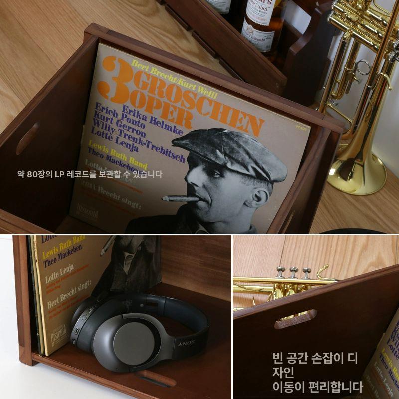 LP 보관 박스 수납함 레코드 장식장 거치대 정리함 원목 정리 엘피박스 - 상세 이미지 4