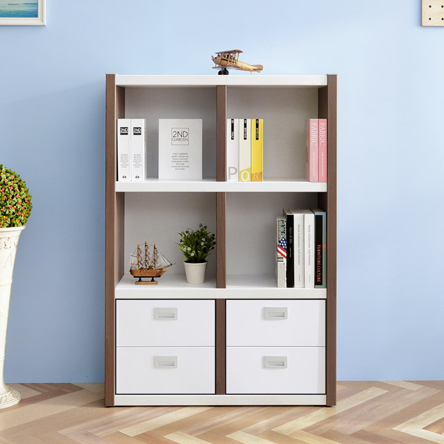 가구의서 G3 하단 서랍 책장 811x280x1200mm, 3단, 오크화이트