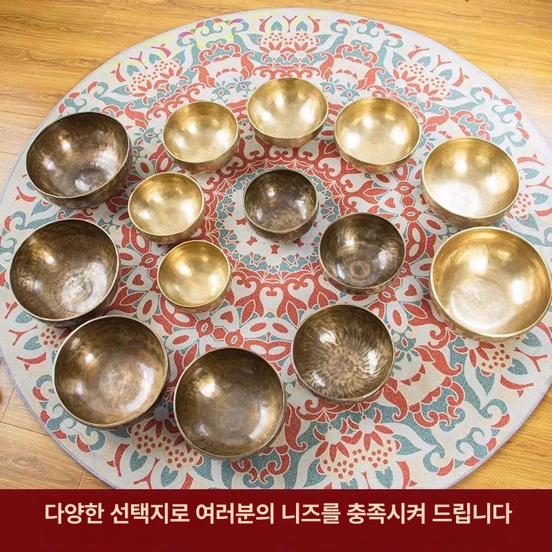 대형 싱잉볼 수제 명상 네팔 망치 불교용품 공명 도구 요가종 소리 씽잉볼 쿠션 악기 상품 이미지