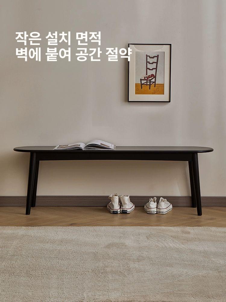 식탁의자 원목벤치 블랙컬러 스툴형 다이닝가구 홈카페 벤치 긴의자 미니멀디자인 다이닝 - 상세 이미지 3