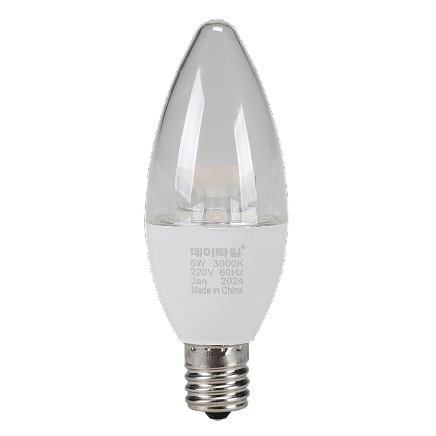 LED 촛대구 투명 5W E17 전구색 3000K 촛불 꼬마 전구 램프 데이타임 - 상세 이미지 2