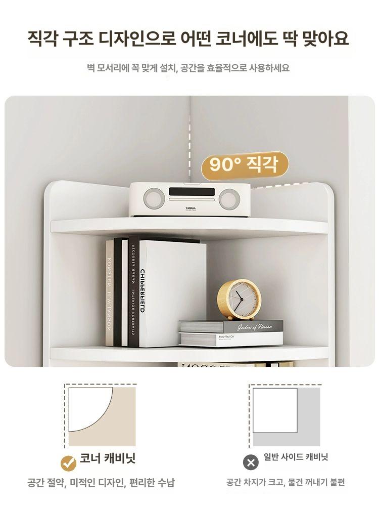 캐비닛 코너수납장 북유럽디자인 슬림형 원목 플라스틱 장식장 틈새 거실 정리 주방 책장 - 상세 이미지 3