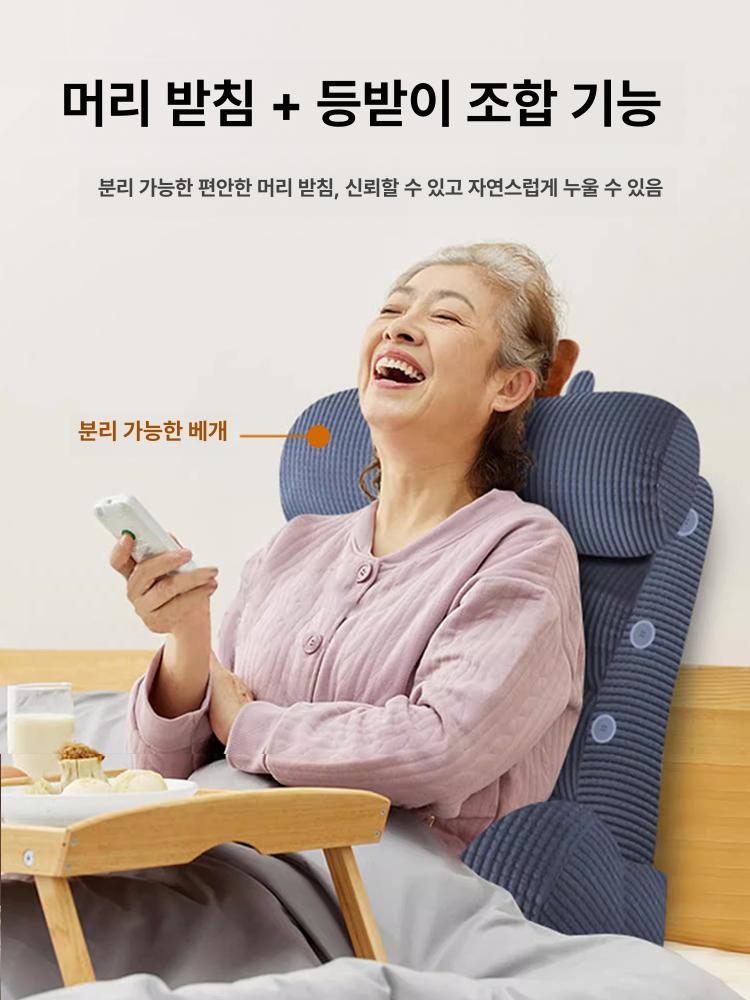 침대 삼각등쿠션 분리세탁 삼각쿠션 허리받이 소프트 허리쿠션 등베개 벨벳 진회색 롱 - 상세 이미지 2