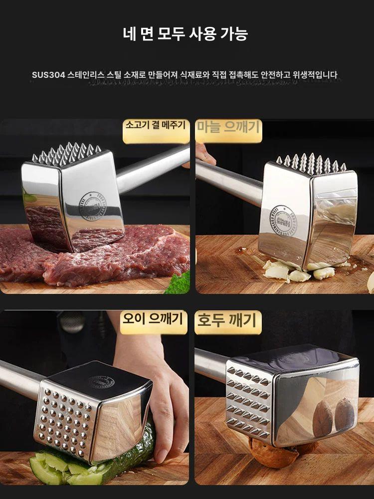 304 스텐고기망치 연육기 미트해머 스테이크 업소용 풀기 송육망치 - 상세 이미지 5