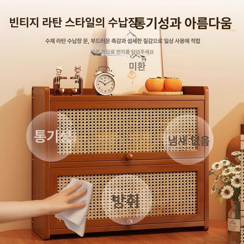 엔틱 싱크대위수납장 통기문 홈카페 단문 찬장 그릇장 커피 쌍문 컬러 도어형 수납함 - 상세 이미지 2