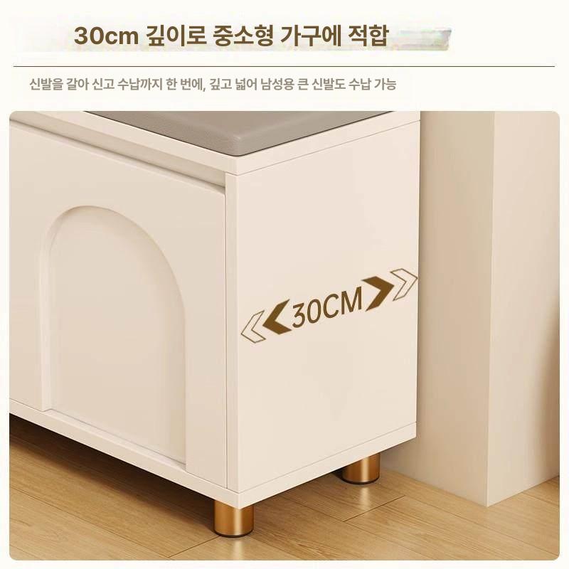 현관 신발장의자 벤치형 입구 정리대 인테리어 의자겸용 스툴 쿠션 공간 여닫이 통합 - 상세 이미지 5