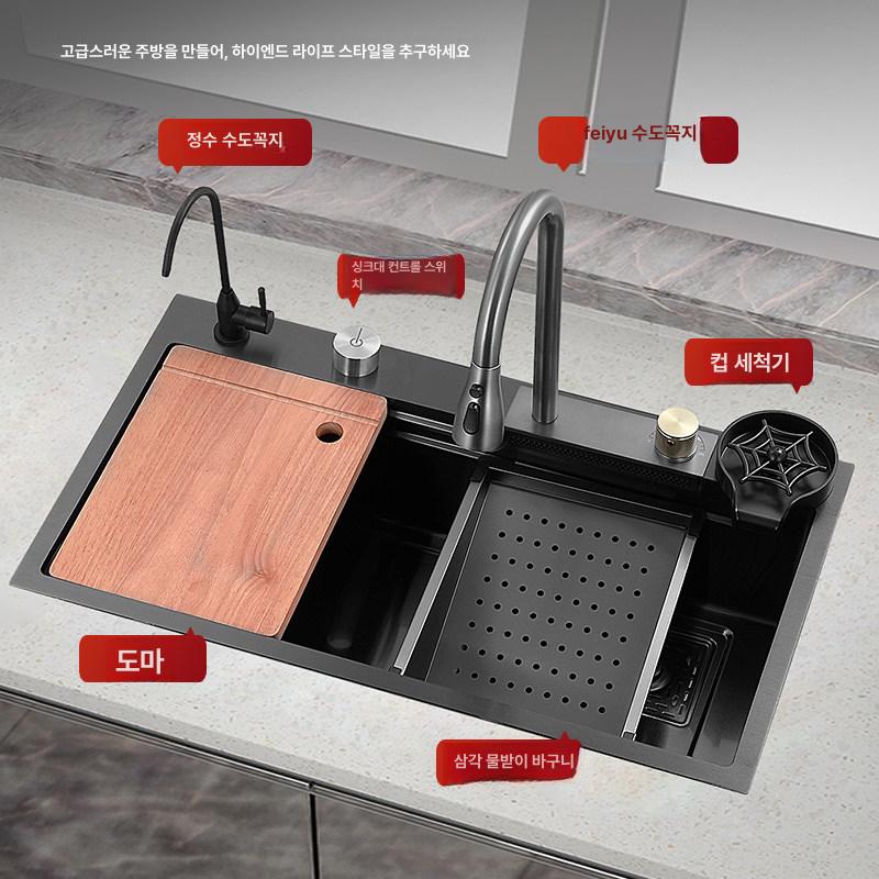 개수대 멀티싱크볼 사각 주방 가정용 교체용 설거지 폭포수 배수구 셀프 부엌 나노 - 상세 이미지 3