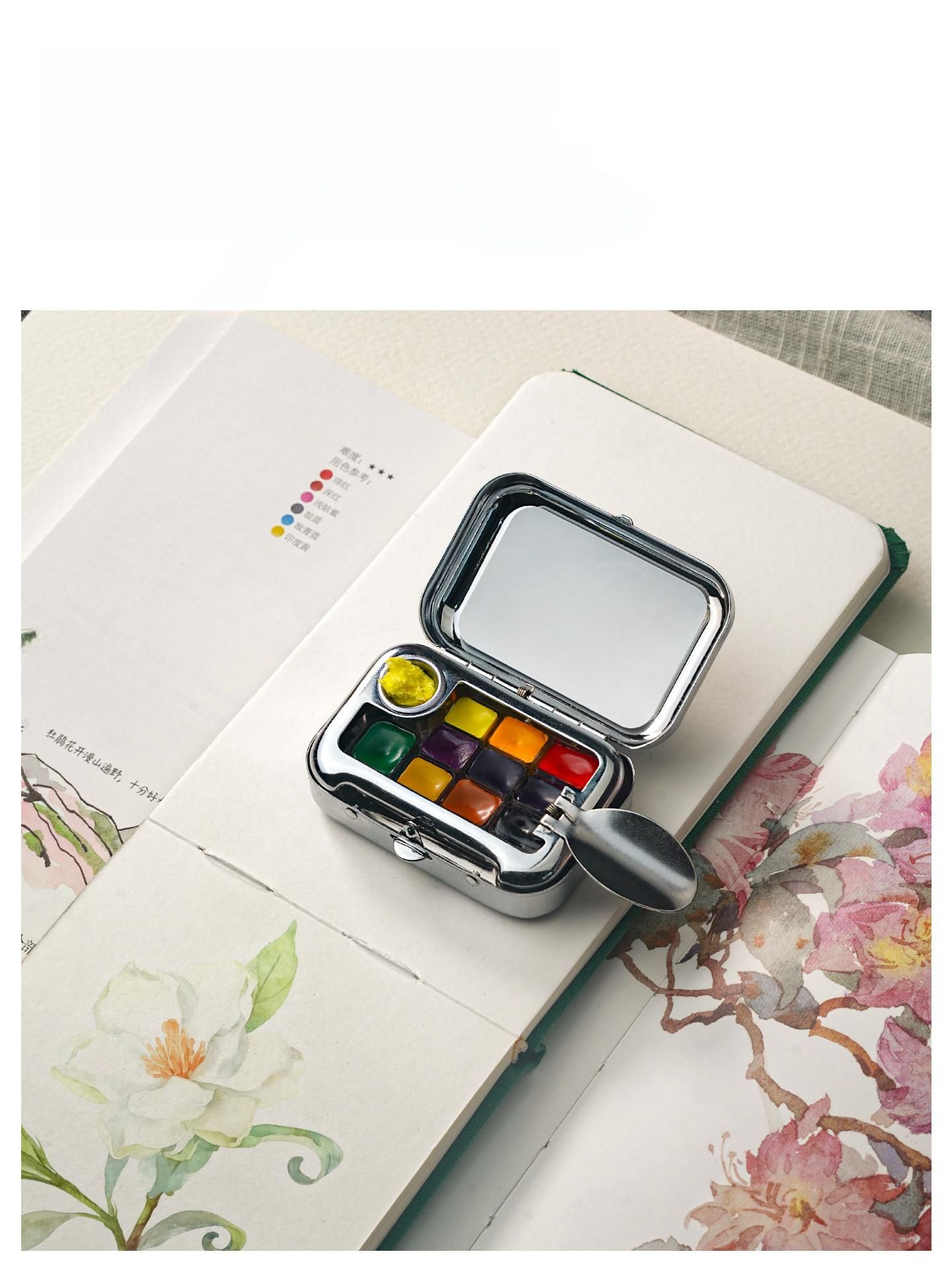 초미니 물감팔레트 휴대용 그림 물병 다기능 여행용 아크릴 아트 수채화파레트 - 상세 이미지 4