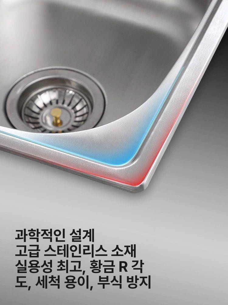 스테인레스 간이싱크대 세정대 씽크대 야외 사무실 보조 미니싱크대 사각싱크볼 - 상세 이미지 3