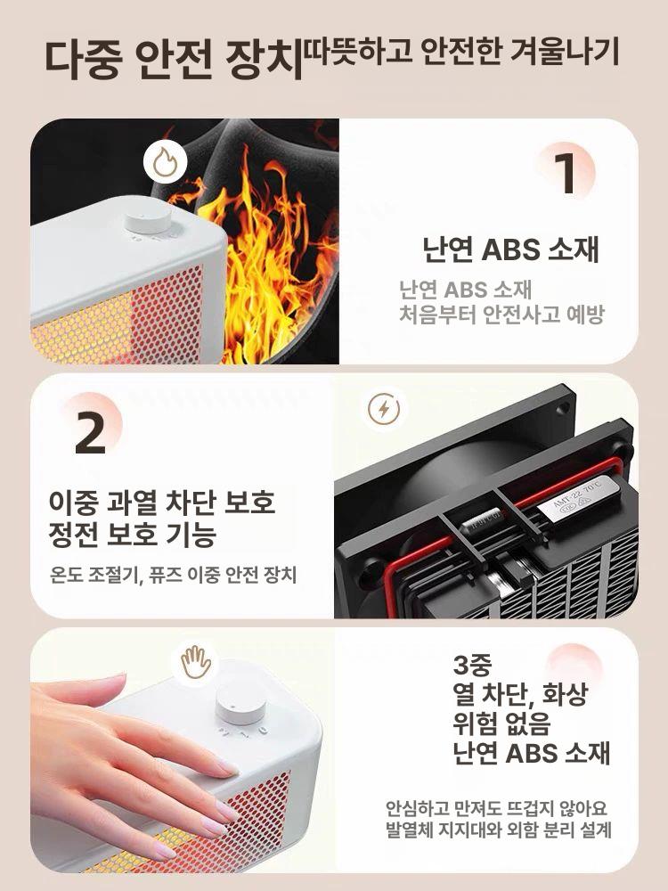 탁상용 전기온풍기 팬히터 난로 열풍기 전기히터 탁상형 캠핑히터 원룸 난방 - 상세 이미지 3
