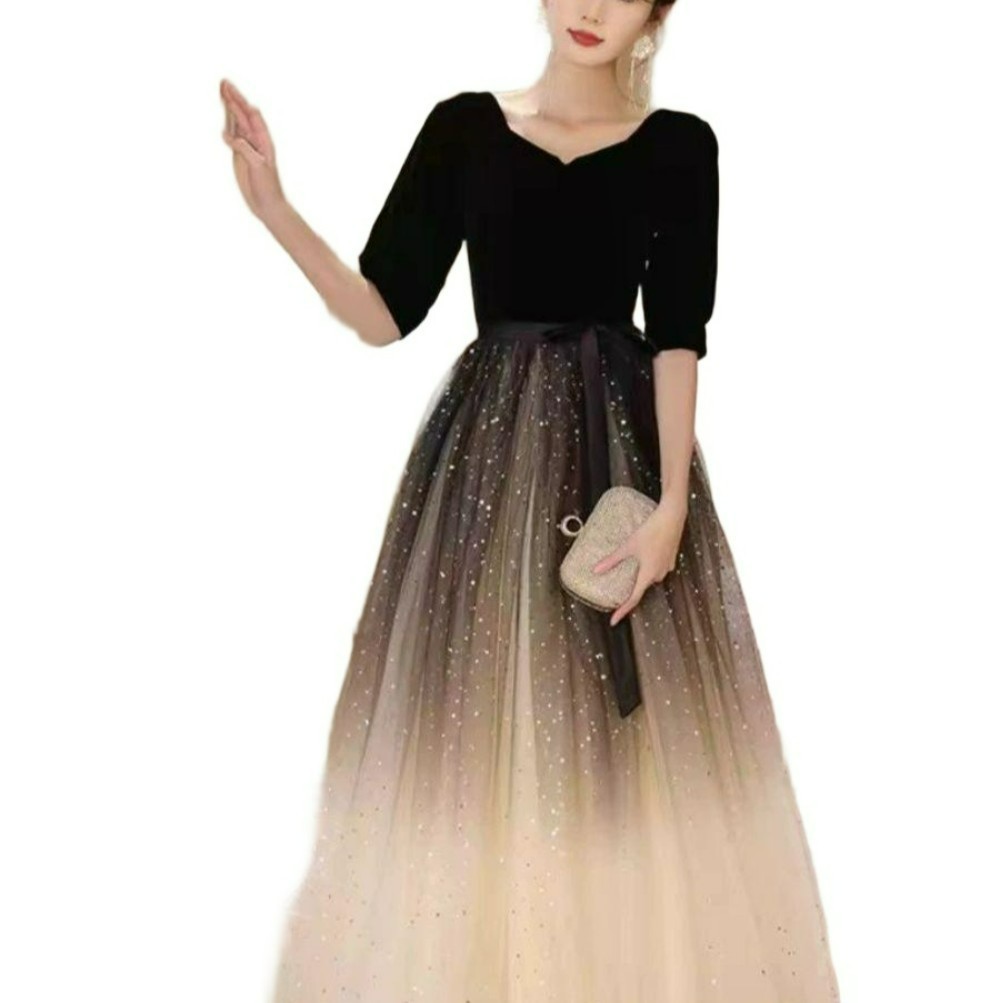 여성 연주회드레스 반짝이 원피스 파티복 연주복 이브닝드레스 공연의상 스팽글드레스 - 상품 이미지