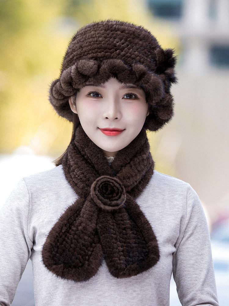 따뜻한 털모자 모피 레이디 비니 여성용 패션 방한 럭셔리 푹신한 - 상세 이미지 5