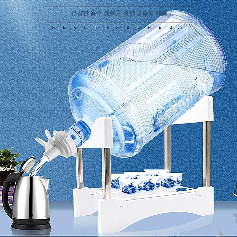 생수통 거치대 프레스 업소용 선반 은색 스탠드 워터 밸브 펌프 탁상용 물통 사무실 - 상세 이미지 2