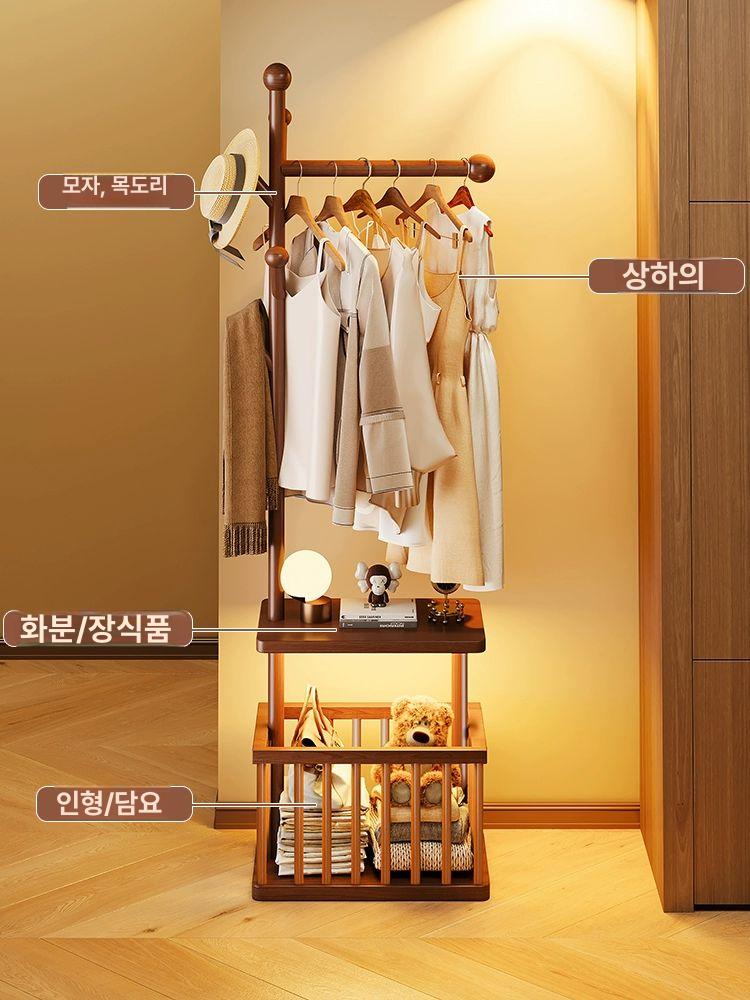 원목 코트랙 옷걸이 심플 나무 후크 건반 현관 스탠드 고정형ㅣ월넛 - 상세 이미지 2