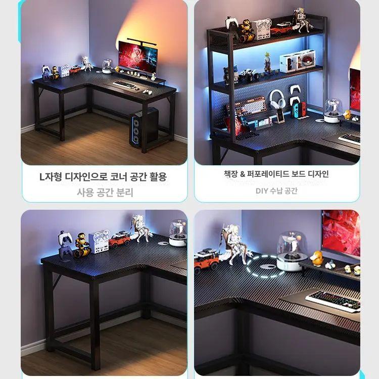 ㄱ책상 코너책상 게이밍 서재 공부 캐스터 심플모던 사무실 사무용 모서리 코너형 - 상세 이미지 3