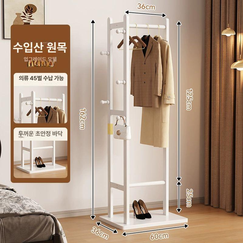 드레스룸옷걸이 원목스탠드행거 이동식 코너 옷장 수납 선반 간이 모서리 원목행거 - 상세 이미지 4