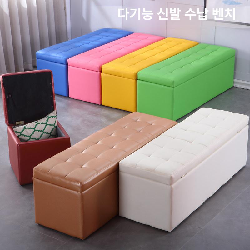 화장대스툴 수납의자 인테리어 패브릭 보조의자 수납형 거실 카페 침실 다용도 좌석 - 상세 이미지 2