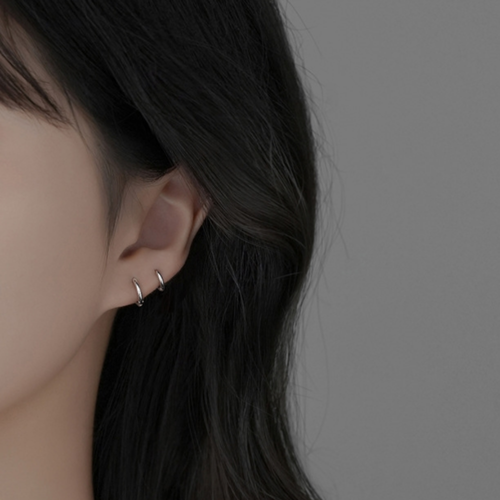 탐낼탐 은귀걸이 실버 순은 925 얇은 원터치 은 링귀걸이 이미지 8