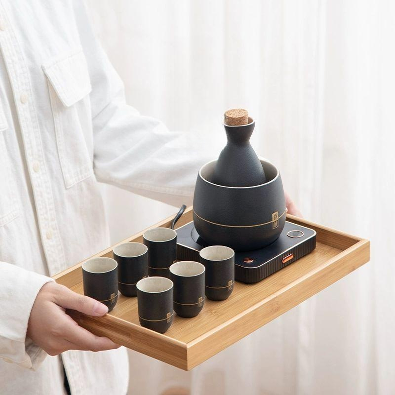 사케 도쿠리 보온 데우기 일본술 술잔 중탕 주전자 일본식 주병 주기 도자기술병 - 상품 이미지