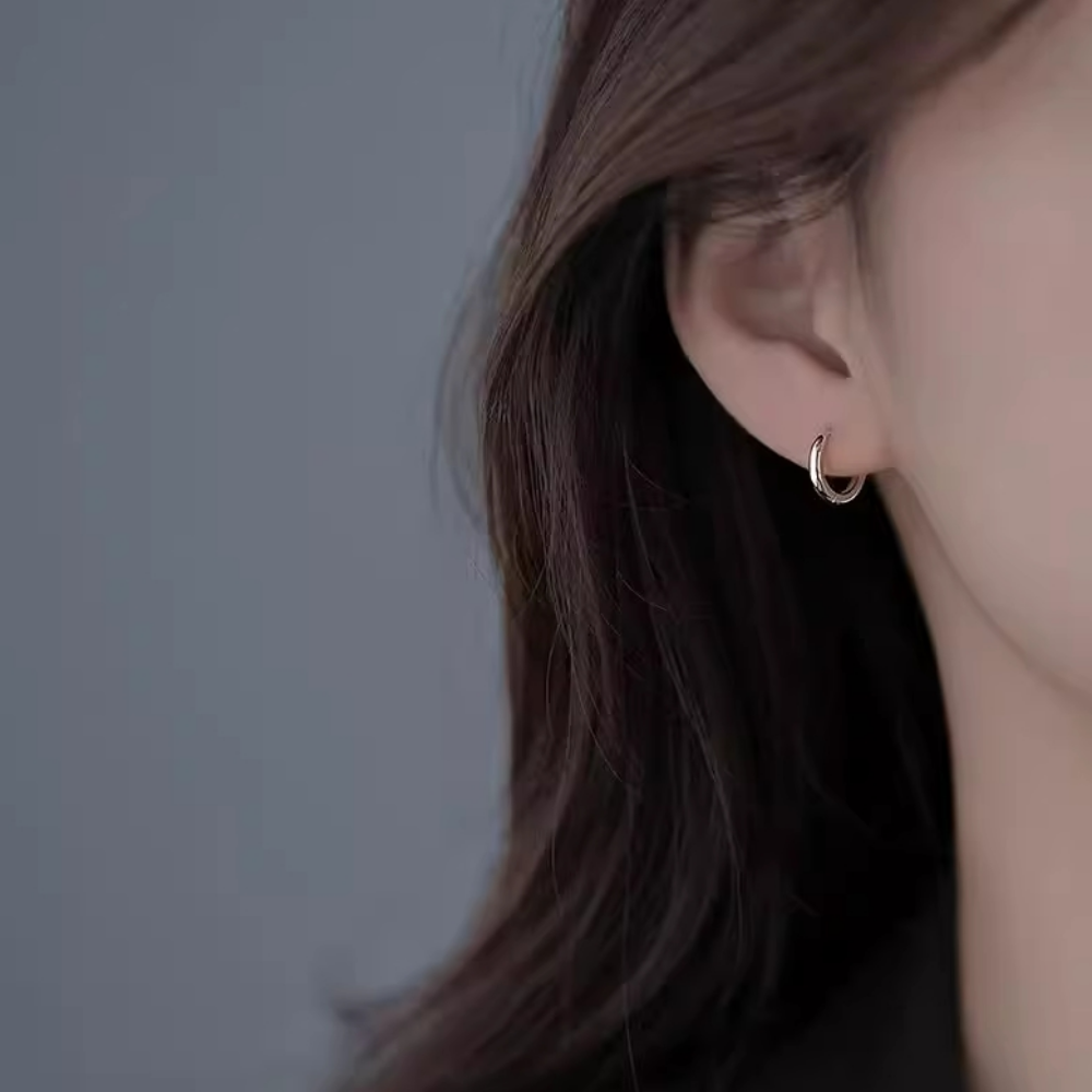 탐낼탐 은귀걸이 실버 순은 925 얇은 원터치 은 링귀걸이 이미지 7