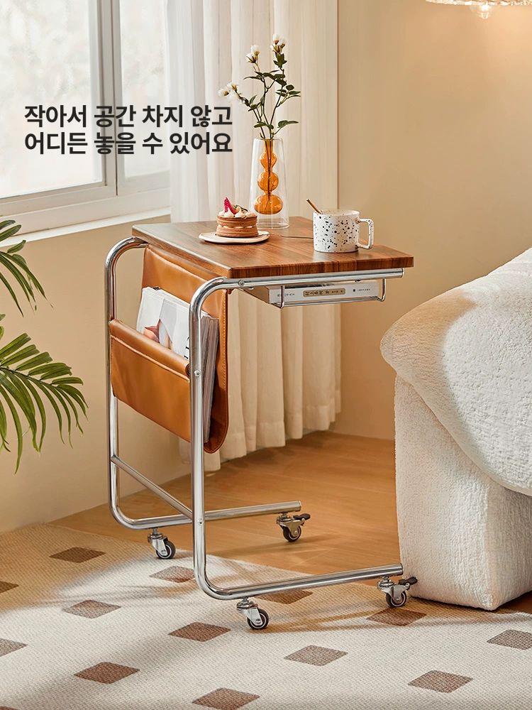 이동식 사이드테이블 간이 철제 높이 조절 바퀴달린 보조 - 상세 이미지 2