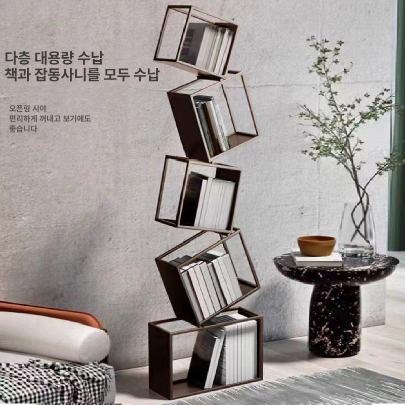 디자인 코너책장 유니크 오픈 북타워 장식 심플 북셀프 거실책장 수납선반 서재용 - 상세 이미지 4
